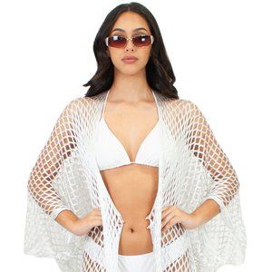 Lazy Daisy Charlotte open diamond weaved long lurex cover-up